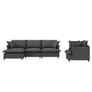 Living Room Set Modular Sectional Couch, Upholstered Sofa & Armchair & Movable Ottoman