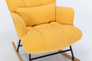 Rocking Chair Nursery, Teddy Upholstered Glider Rocker With High Backrest, Reading Chair Modern Rocking Accent Chairs Glider Recliner For Living Room - Yellow