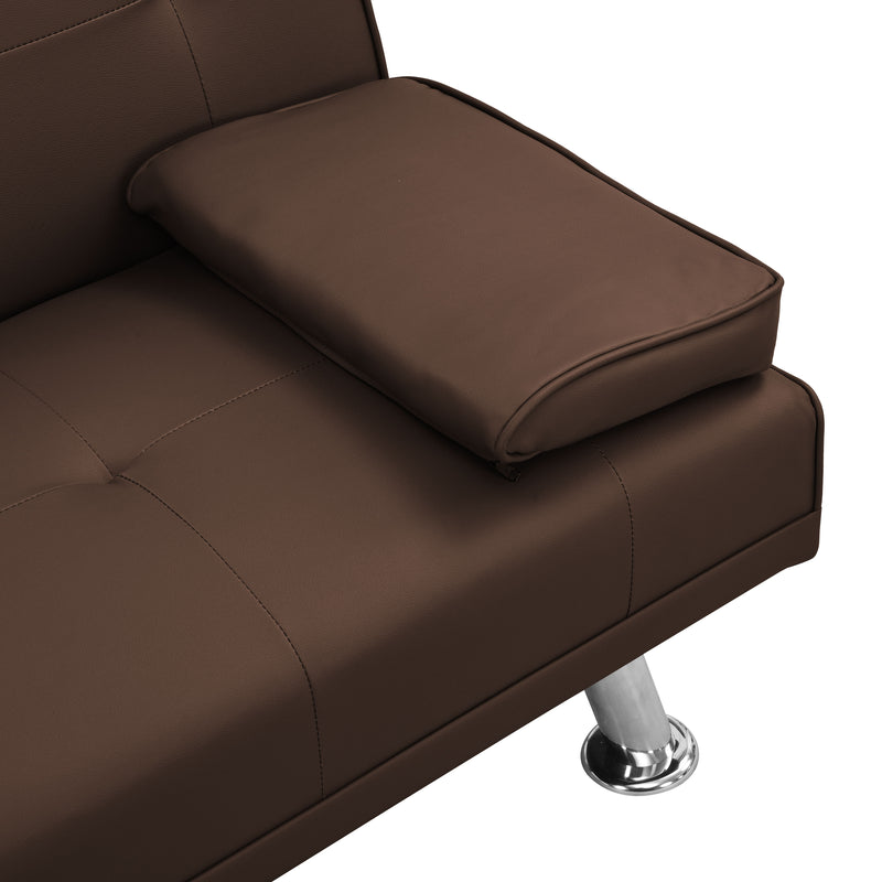 Futon Sofa Bed With Armrest Two Holders