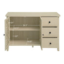 Hollowed Out Cabinet With 2 Door 3 Drawers, American Furniture, Suitable For Bedroom, Living Room, Study - Natural