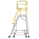 Heavy Duty Aluminum Rolling Platform Ladder With Steps, 375Lbs Capacity