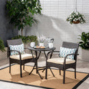 Outdoor Wicker Bistro Set With 2 Chairs - Brown Multi