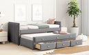 Upholstered Daybed With Trundle And Drawers