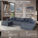 Modular Sectional Sofa, Convertible Couch With Chaise Corduroy