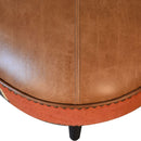 Durrie & Leather Mixed Footstool - Brown