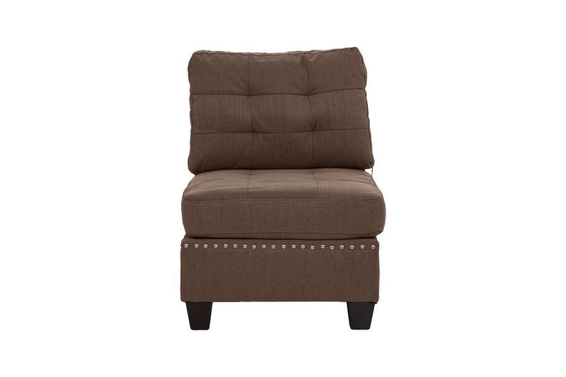 Modular Sofa Set 6pc Set Living Room Furniture Sofa Loveseat Tufted Couch Nail heads Black Coffee Linen Like Fabric 4x Corner Wedge 1x Armless Chair and 1x Ottoman