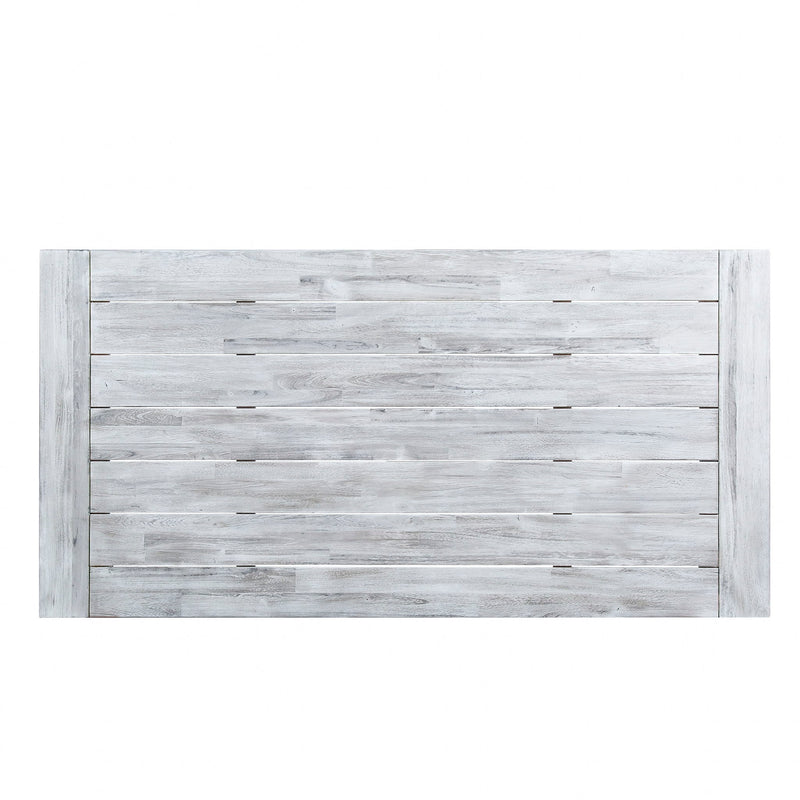 Rustic Outdoor Acacia Wood Dining Table - Black / Light Gray