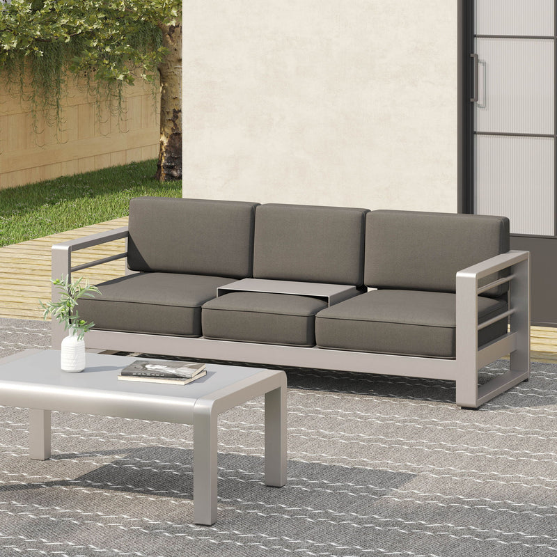 Cape Coral - Modern 3 Seater Sofa With Metal Tray
