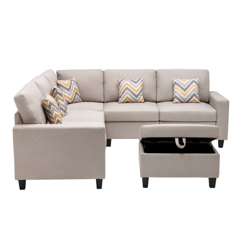 Nolan - Fabric 6 Piece Sectional Sofa With Pillows And Interchangeable Legs