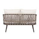 4 Piece Outdoor Patio Furniture Set, Metal Chairs With Woven Rope U Shaped Backrest