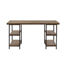 Industrial Style Metal Frame Accent Desk With Side Shelving - Gray