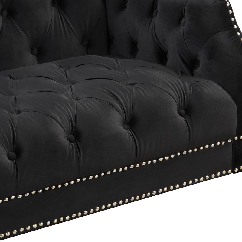 Modern Sofa Dutch Plush Upholstered Sofa With Metal Legs, Button Tufted Back