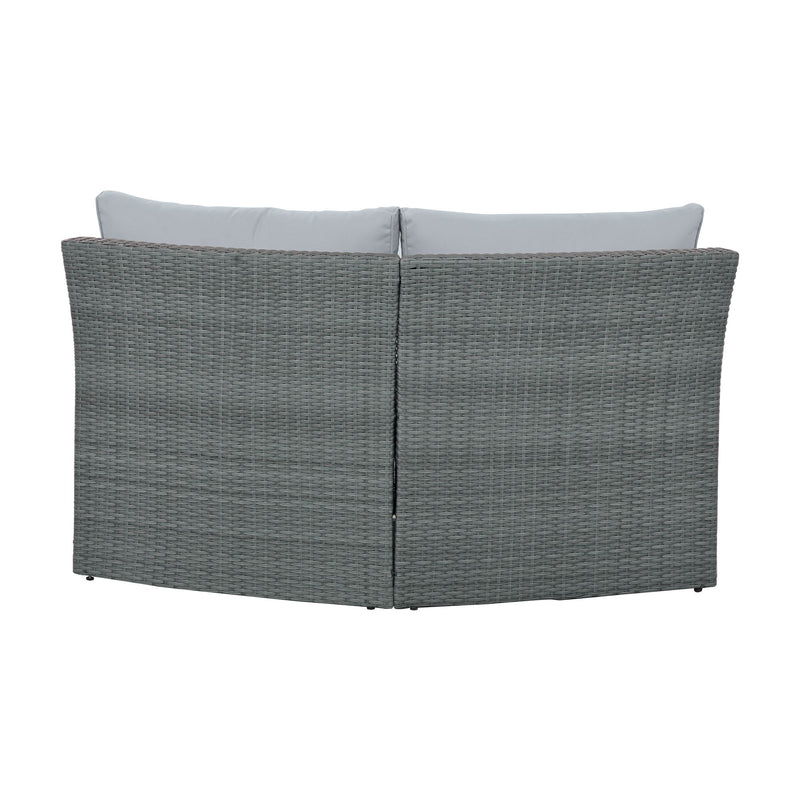 10 Piece Outdoor Sectional Half Round Patio Rattan Sofa Set