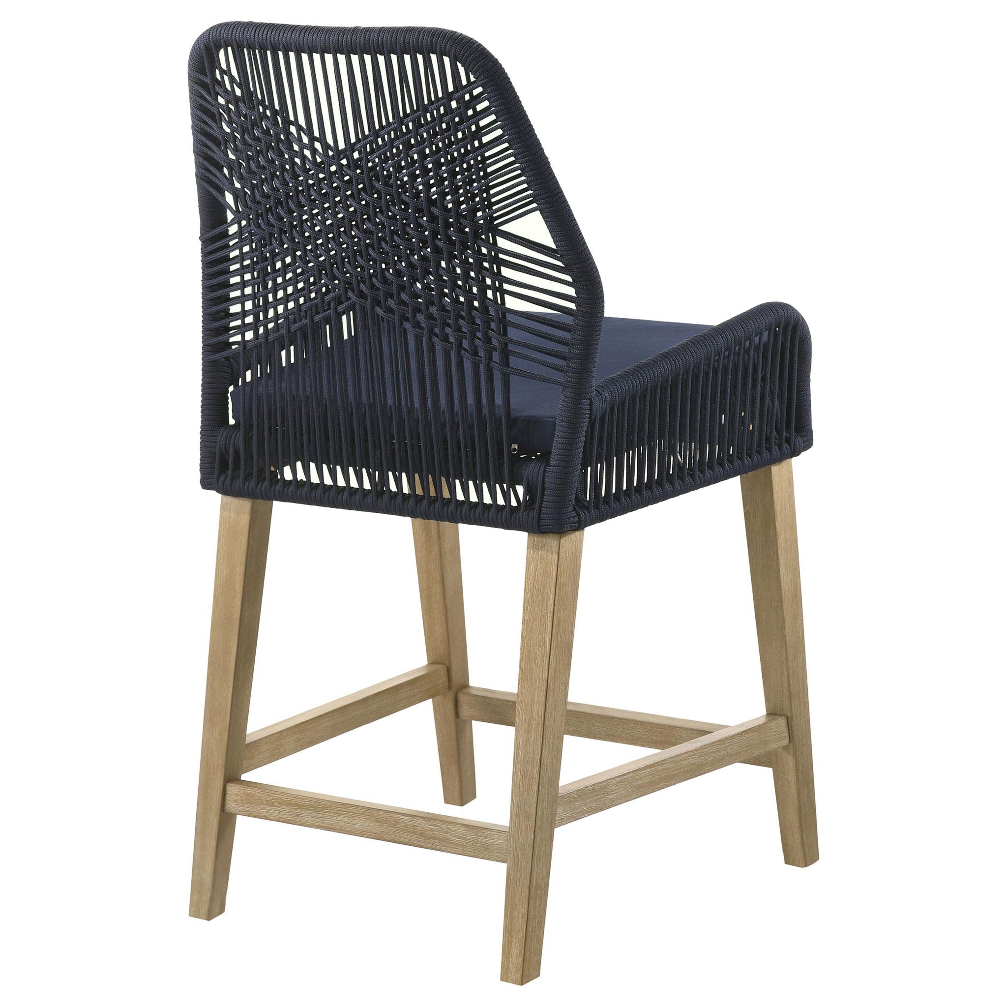 Nakia Woven Rope Counter Chair with Cushion Navy (Set of 2)