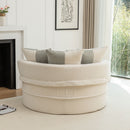 Modern Oversized Round Barrel Accent Chair With Ottoman