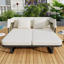 Outdoor Patio Rattan Daybed With Detachable Pillows