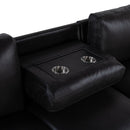 Montero - Sofa With Pull Out Bed, Drop Down Table, USB And Cup Holders, Storage Chaise - Charcoal Black