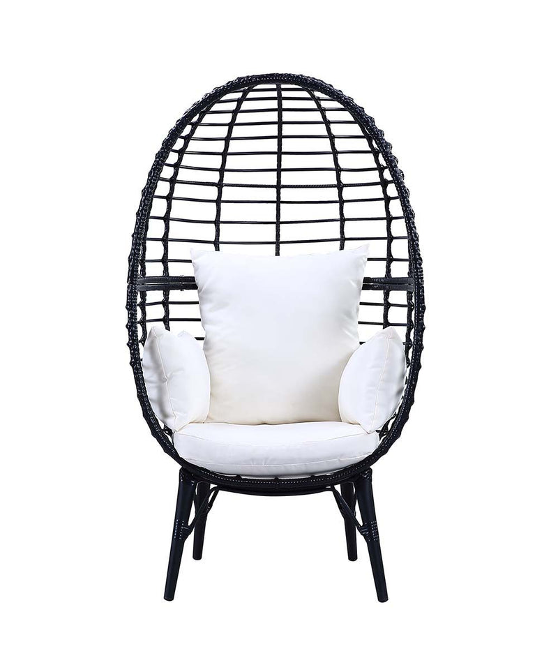 Penelope - Patio Lounge Chair - Light Gray Fabric & Black Finish - Atlantic Fine Furniture Inc