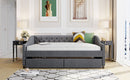 Upholstered Daybed With Two Drawers, Wood Slat Support