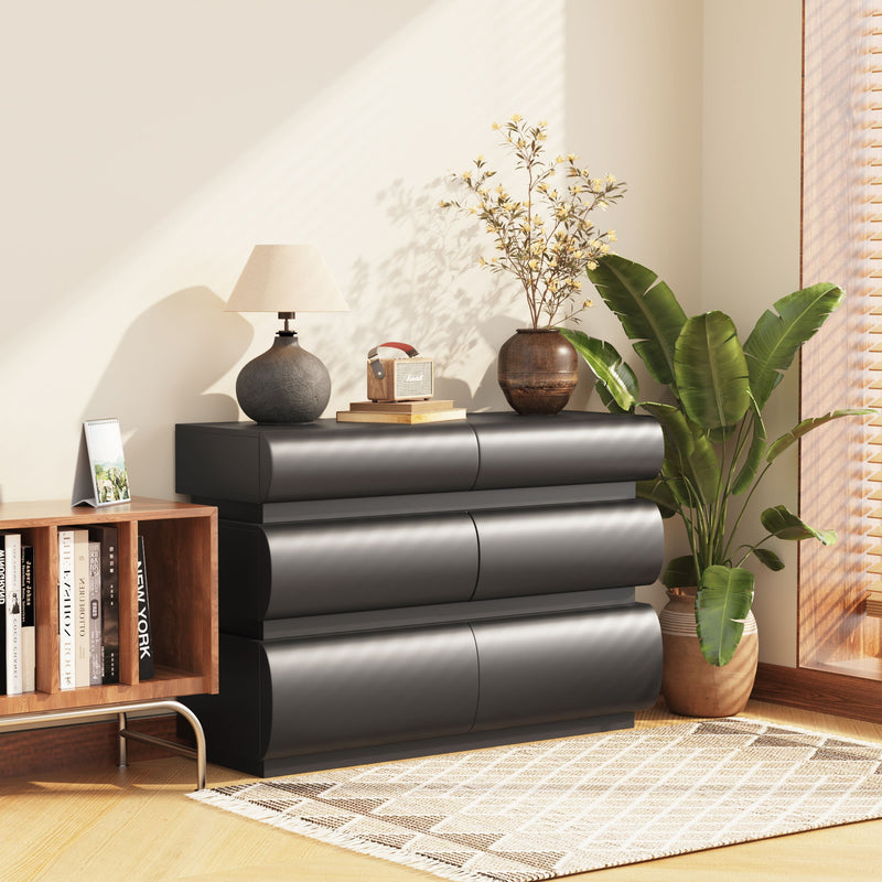 Minimalist Modern 6 Drawer Dresser, Handle Free Design With Wide Storage