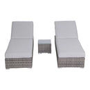 3 Piece Chaise Lounge Set With Adjustable Reclining - Gray Mix