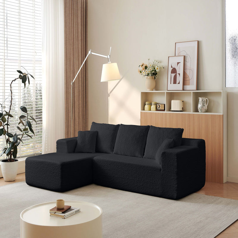 Modular Cloud Sectional Couch With L Shape Chaise, Deep Seat - Black