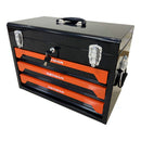 Portable 3 Drawer Steel Toolbox, 4 Layers Of Tools With Metal Latches, With Storage Tray And Carrying Handle