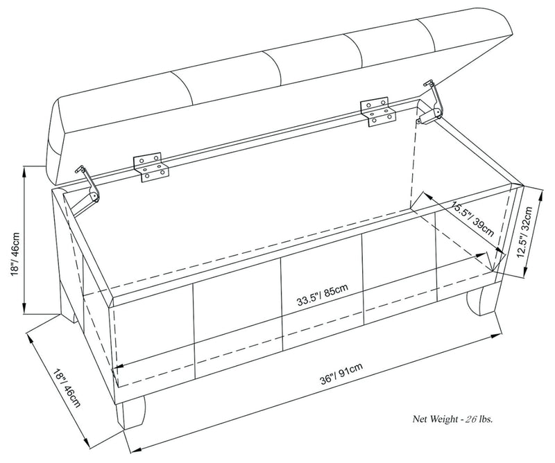 Dover - Upholstered Storage Ottoman Bench