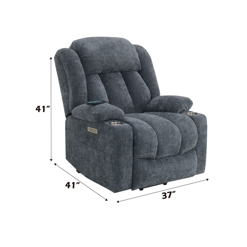 Omarion - Chenille Power Motion Recliner With Lift Heating Massage Function - Blue