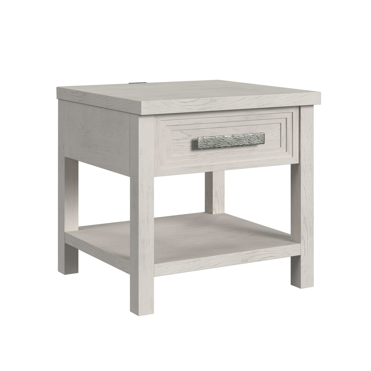 Avalanche End Table With USB in Antique White by Elements International