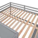 Full Size Low Loft Bed with Rolling Portable Desk, Drawers and Shelves, Gray(Old SKU: GX000711AAE)