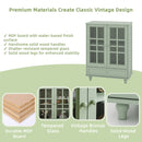 Minimalist Buffet Cabinet With Double Glass Doors And Drawer