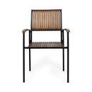 Vermilion - Outdoor Dining Chair With Vertical Slat And Wooden Arm