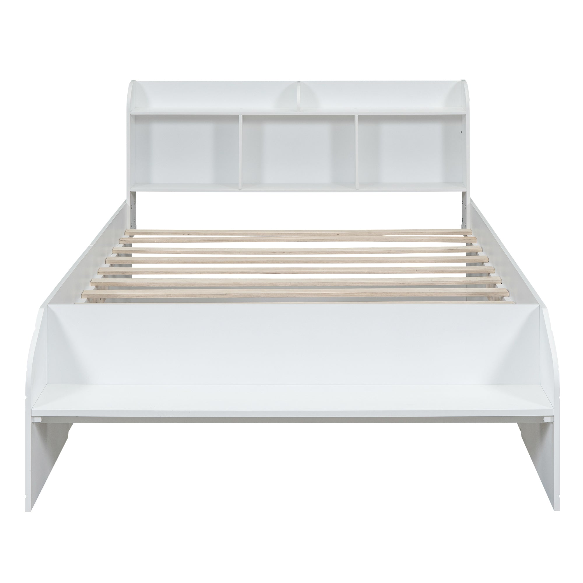 Wood Full Size Platform Bed with 2 Drawers, Storage  Headboard and Footboard, White - Atlantic Fine Furniture Melbourne FL
