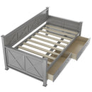 Twin Size Daybed with 2 Large Drawers, X-shaped Frame, Modern and Rustic Casual Style Daybed, Gray