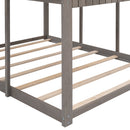 Full Over Full WoodBunk Bed with Roof, Window, Guardrail, Ladder(Antique Gray)( old sku: LT000031AAE )