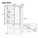 Tall Bathroom Storage Cabinet, Cabinet With 2 Doors And Drawers, Adjustable Shelf