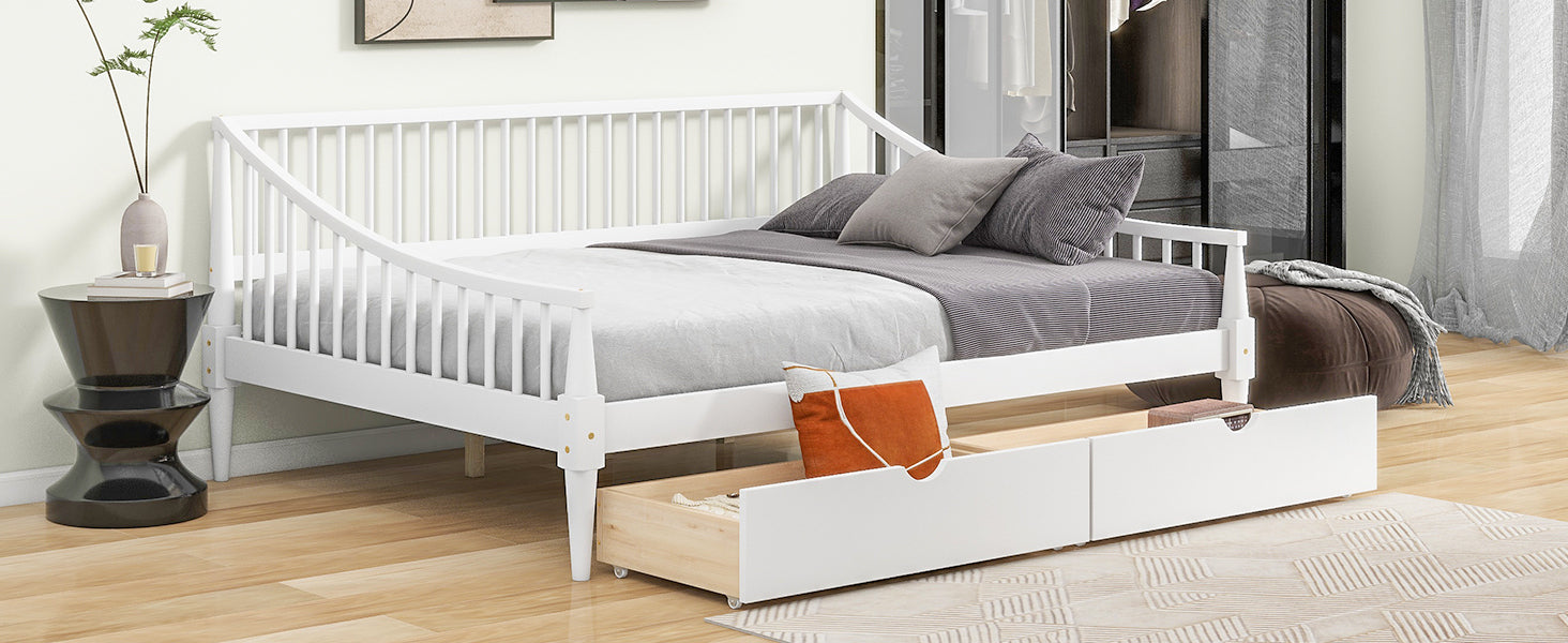 Full Size Daybed with Two Storage Drawers and Support Legs, White - Atlantic Fine Furniture Melbourne FL