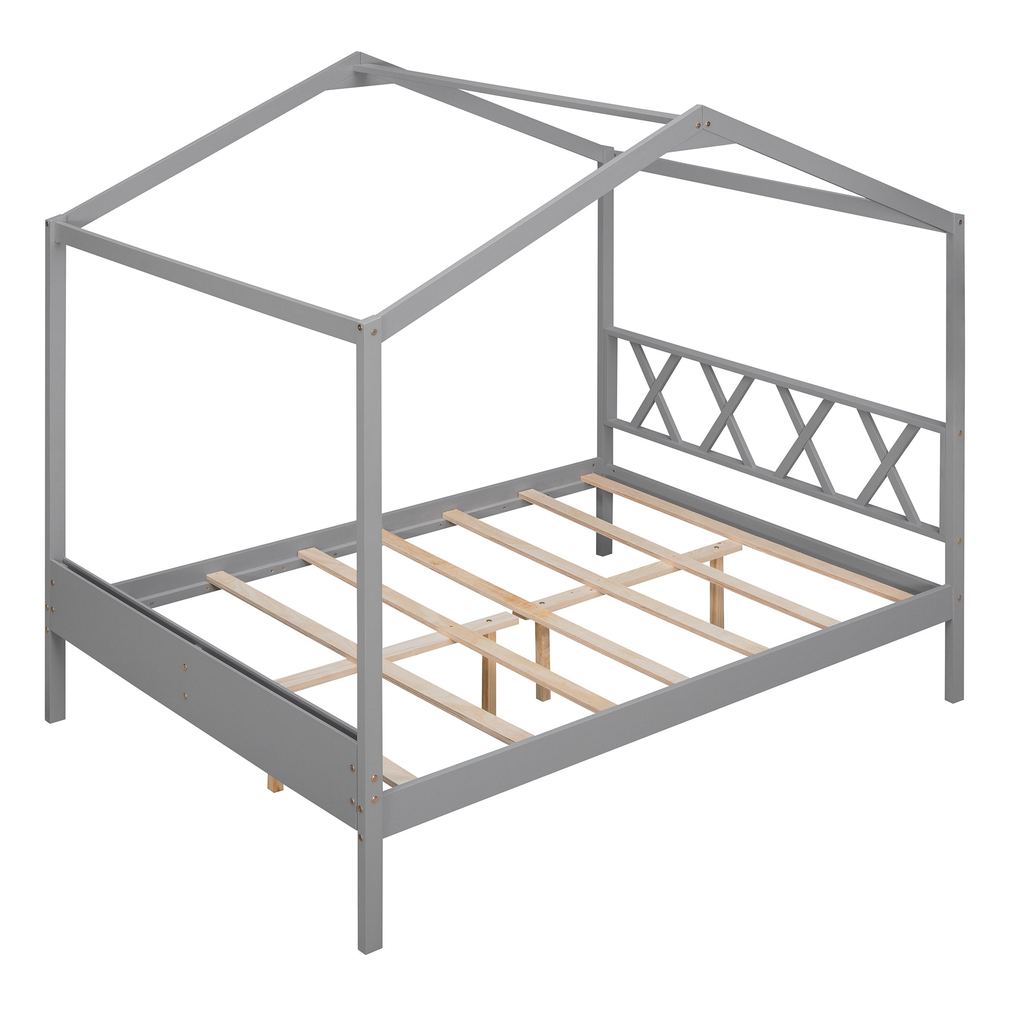 Full Size Wood House Bed with Storage Space, Gray (OLD SKU :LP000002AAE) - Atlantic Fine Furniture Melbourne FL