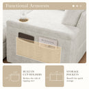 Oversized Chaise Lounge Indoor Rabbit Fur Sofa Bed With Storage Ottoman And Armrests Cup Holders With Deep Seat