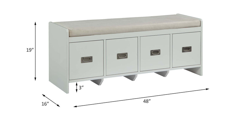 Berci - Bench - Beige Fabric & White