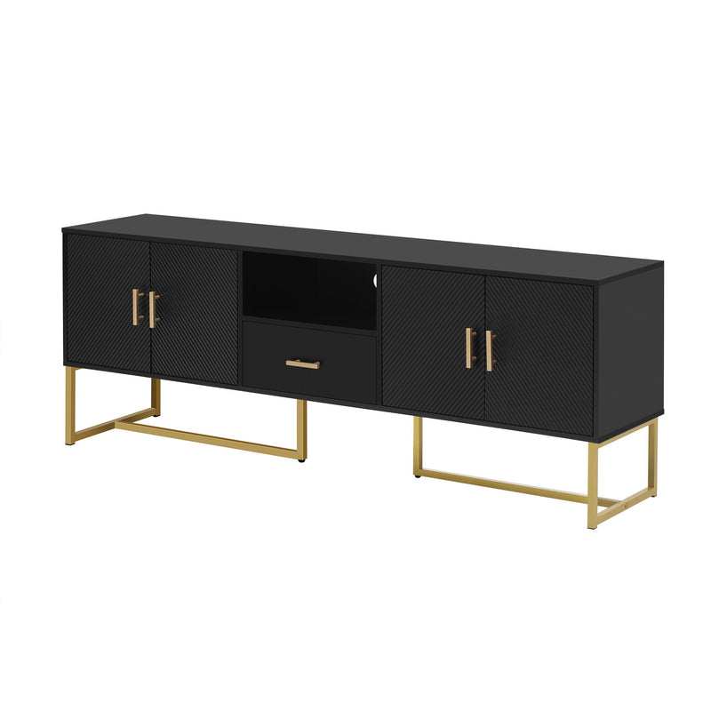 TV Cabinet With 1 Drawer, 2 Cabinets, Handles And Anti-Tip Device
