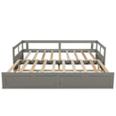 Wooden Daybed with Trundle Bed and Two Storage Drawers , Extendable Bed Daybed,Sofa Bed for Bedroom Living Room, Gray