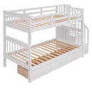Stairway Twin-Over-Twin Bunk Bed with Three Drawers for Bedroom, Dorm - White(Old sku: LP000309AAK)