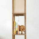 Pinnacle - Shelf Floor Lamp For Bedroom / Living Room, Long Shade - Natural Wood / White