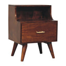T Bar Raised Back Bedside Table - Chestnut