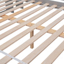 Full Over Full Bunk Beds with Bookcase Headboard, Solid Wood Bed Frame with Safety Rail and Ladder, Kids/Teens Bedroom, Guest Room Furniture, Can Be converted into 2 Beds, White