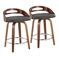 Cassis - Mid Century Modern Fixed Height Counter Stool With Swivel With Round Footrest (Set of 2)