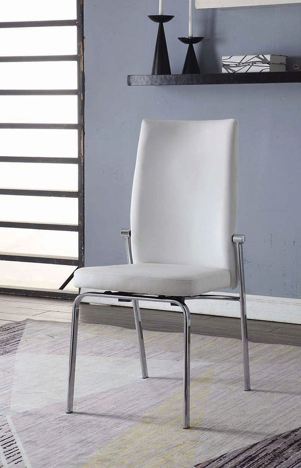 Osias - Side Chair (Set of 2) - White Synthetic Leather & Chrome
