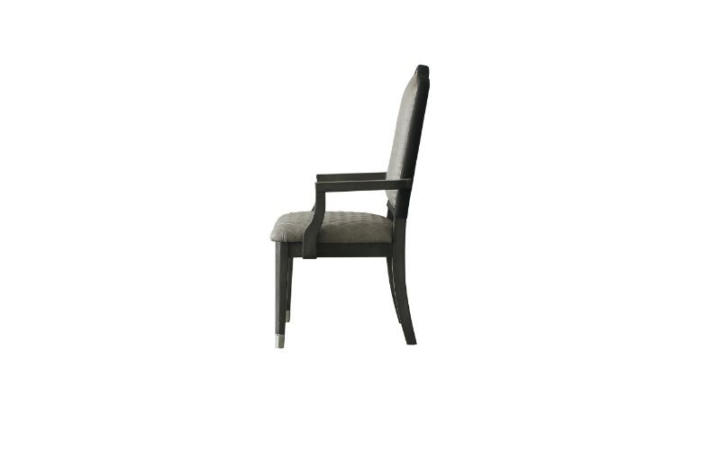 House Beatrice - Arm Chair (Set of 2) - Two Tone Gray Fabric & Charcoal